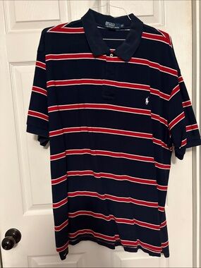 Ralph Lauren Navy Polo with Red & White Stripes